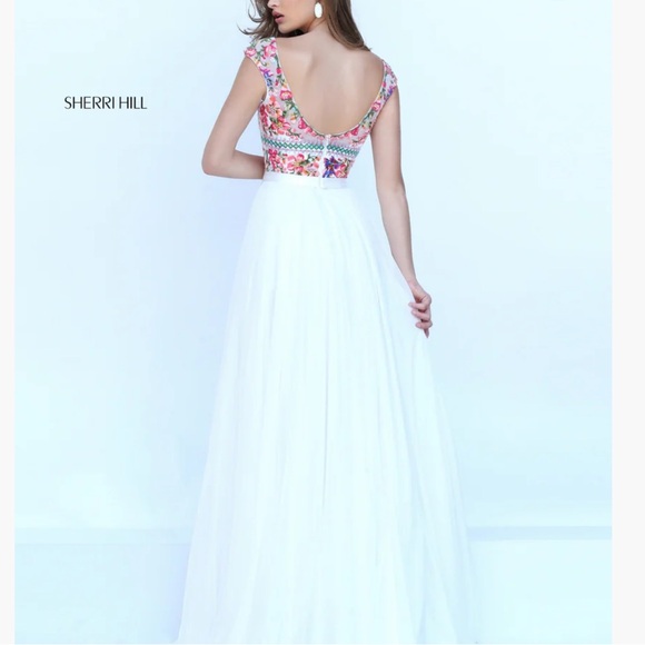 Sherri Hill Dress - Floral Embroidery + Coral Skirt - Picture 9 of 9